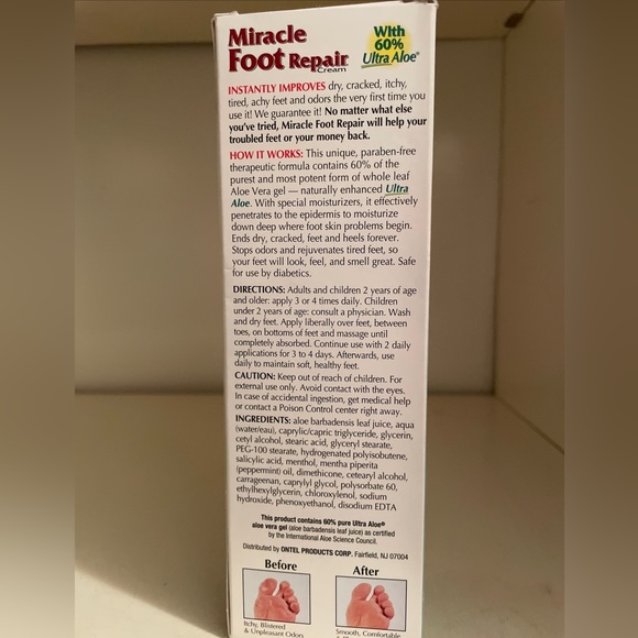 Miracle of Aloe - Miracle Foot Repair Cream - 8 oz. Sealed Tube in Box Free Ship - Picture 3 of 4